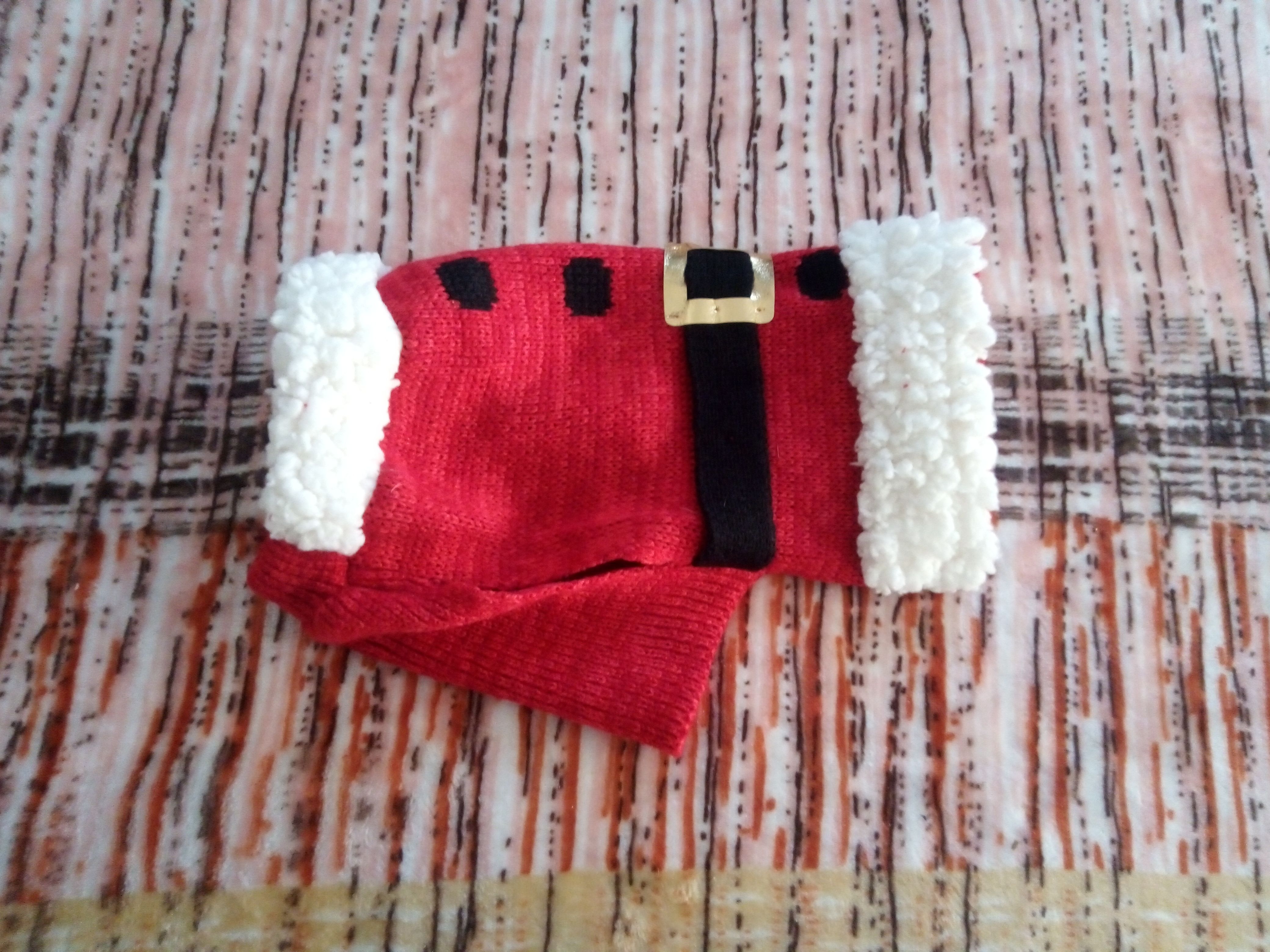 Karácsonyi kutyaruha, kötött pulóver. Háthossz 22 cm. 