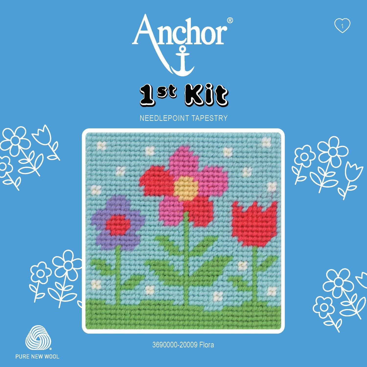 Anchor '1st Kit' gobelin hímzőkészlet gyerekeknek. Flora virágok 20009