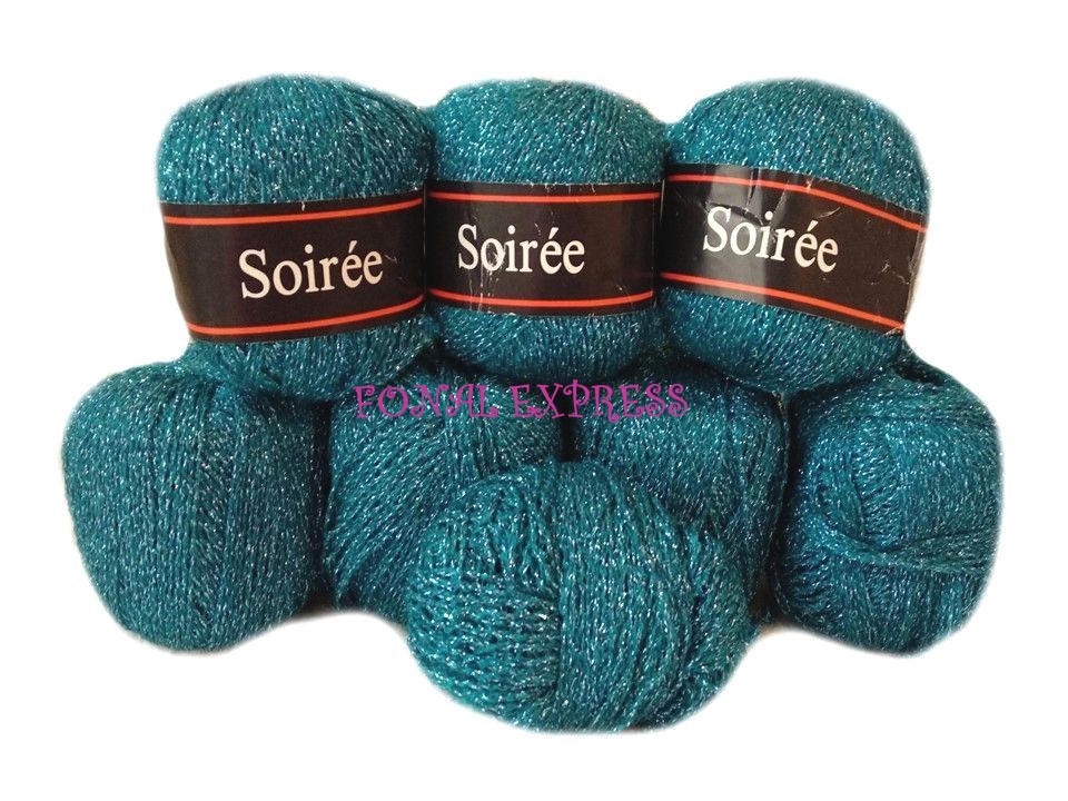 165 g SOIRÉE fényes kék akril metál horgoló fonal. Tű 2-2,5 mm.