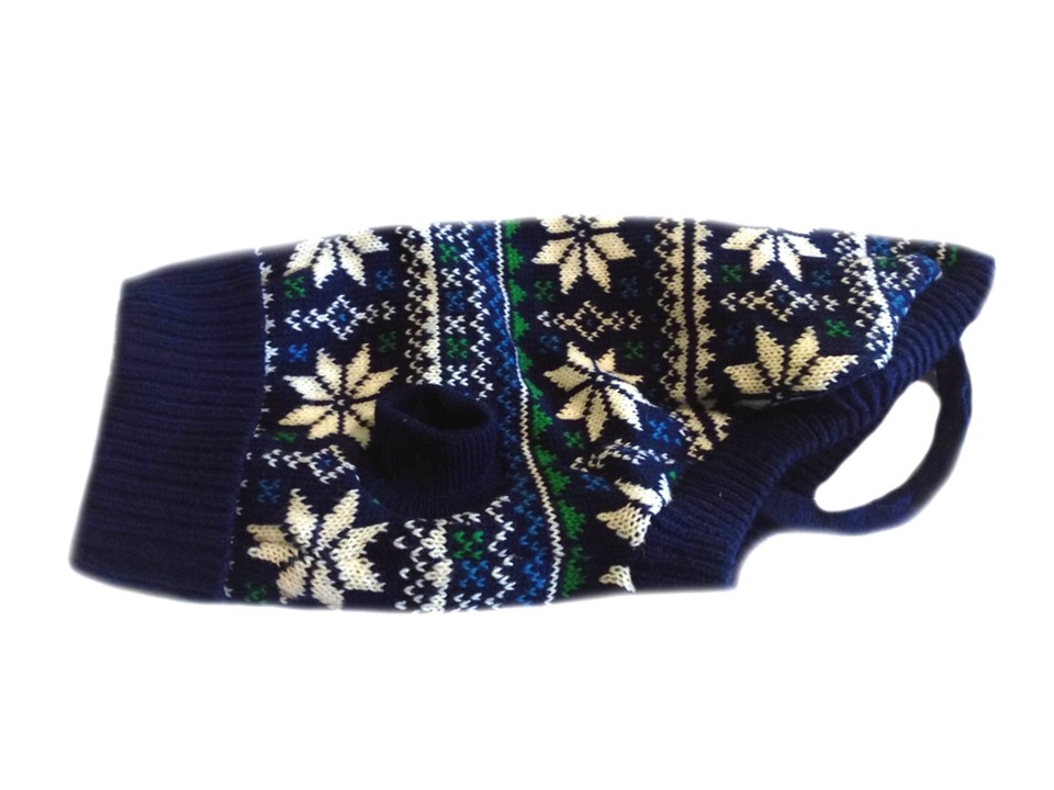 Kötött kutyaruha, pulóver. Háthossz 32 cm. 