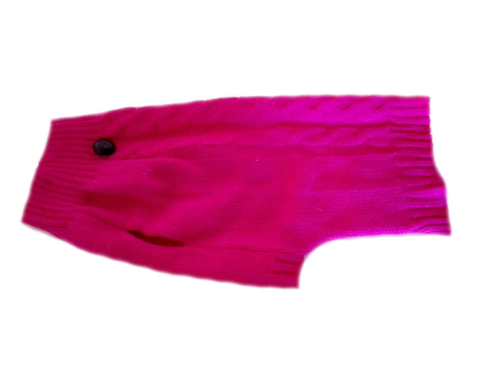 Rózsaszín/pink kötött kutyaruha, pulóver. Háthossz 34 cm. 