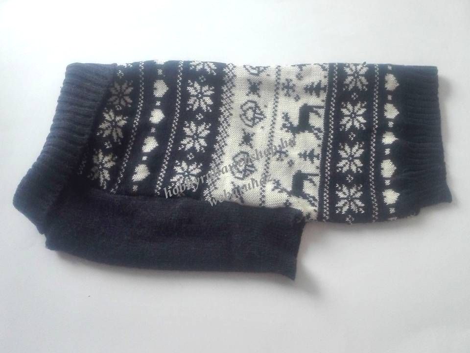 Karácsonyi kutyaruha, kötött pulóver. Háthossz 46 cm. 