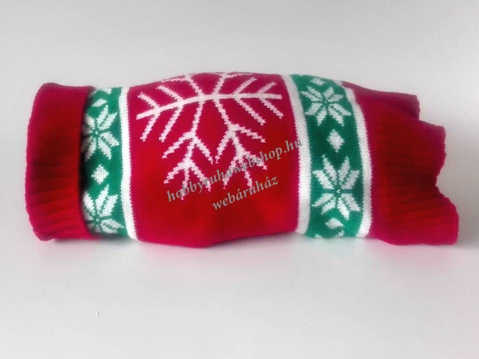 Karácsonyi kutyaruha, kötött pulóver. Háthossz 28 cm. 