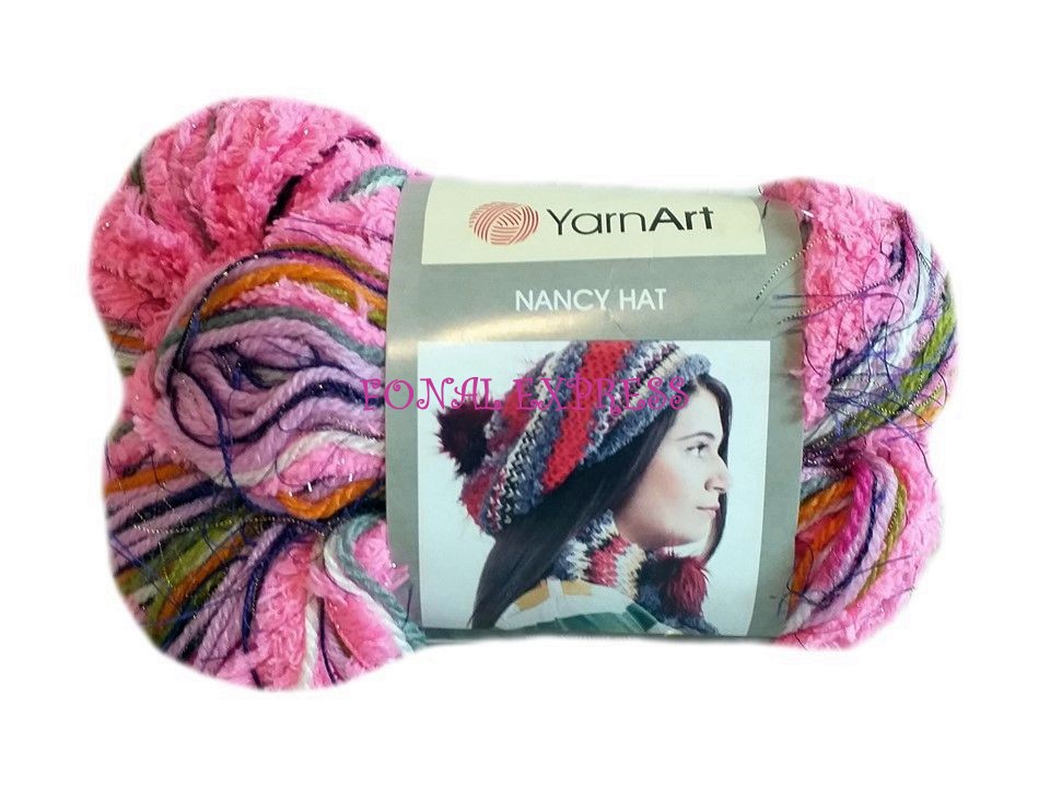 100 g YARNART NANCY HAT pink színátmenetes gyapjú akril fonal. Tű 6-6,5 mm.