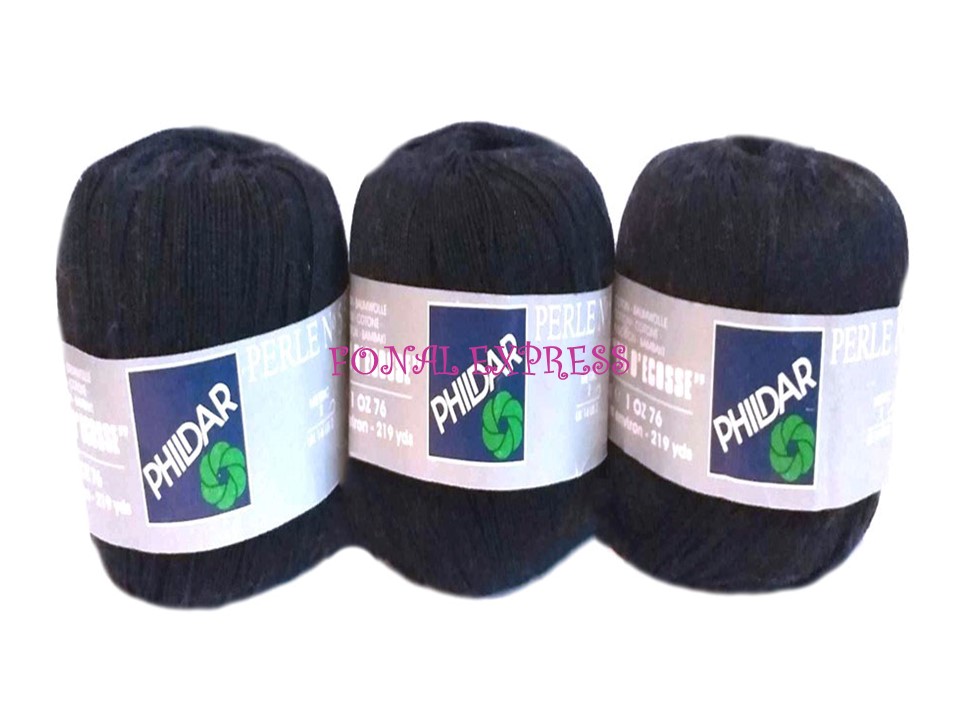 150 g PHILDAR PERLE fekete 100% pamut horgoló fonal. Tű 2 mm. 