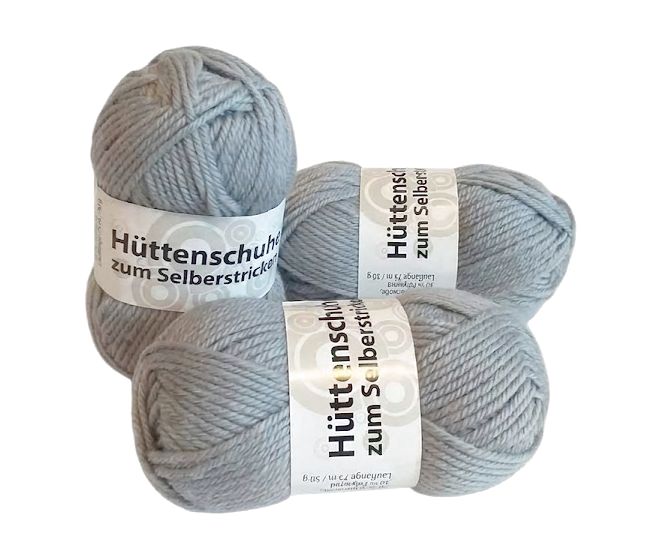 150 g Hüttenschuhe szürke gyapjú polyamid zoknikötő fonal. Tű 4-5 mm. 