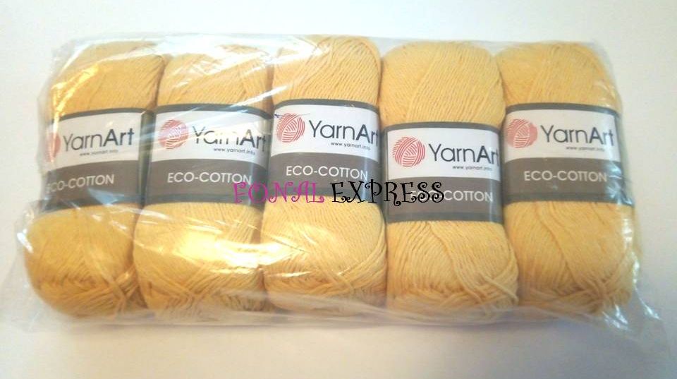 500 g 5 db YarnArt ECO-COTTON 85% pamut fonal. Tű 3,5-4 mm. Szín 764.