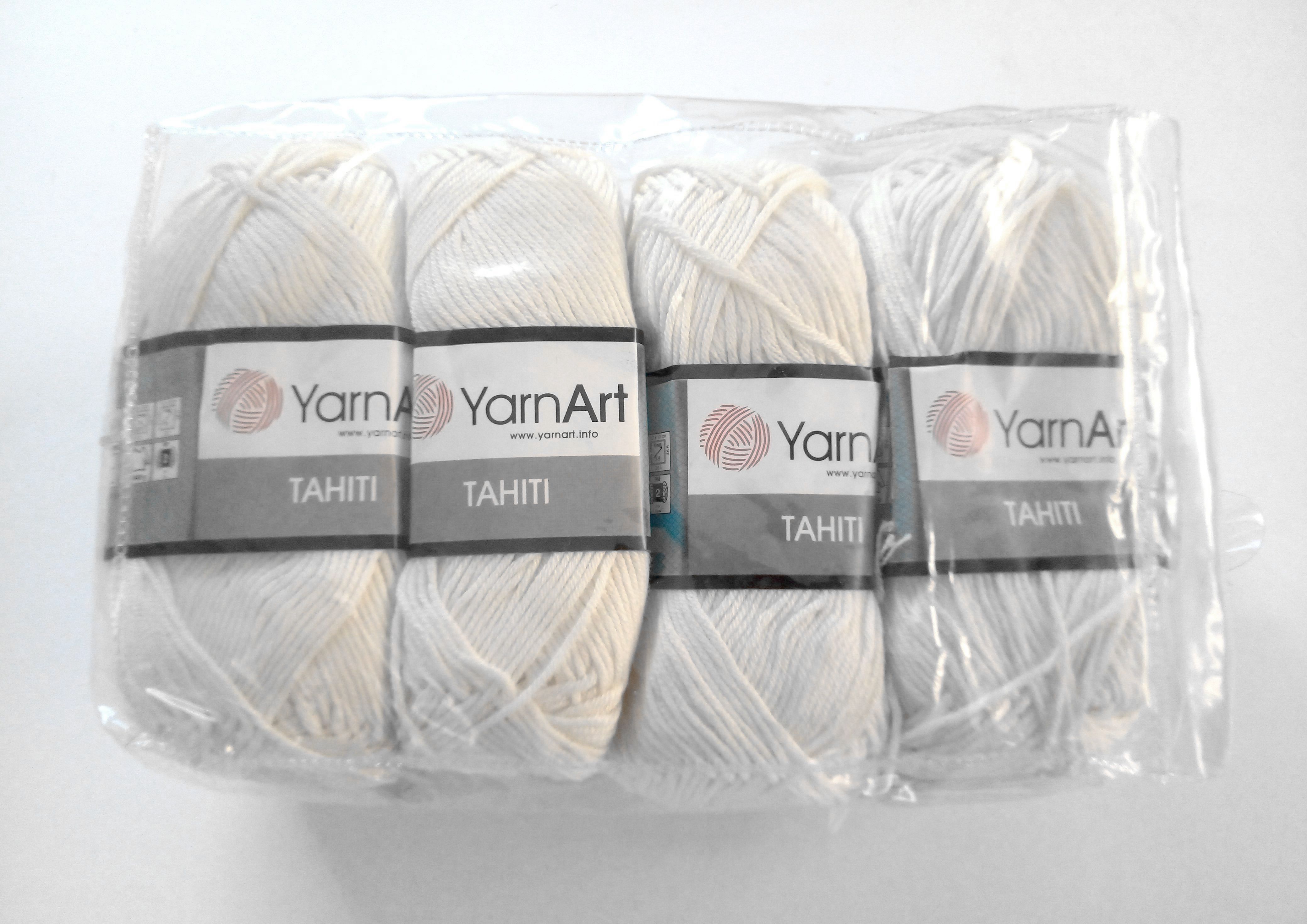 400 g 8 db YarnArt TAHITI 50% pamut 50% bambusz. 50 g 140 m. Tű 3,5-4. Szín 210.
