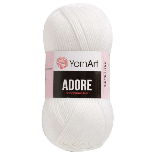 500 g 5 db YarnArt ADORE 100% anti pilling akril fonal. Tű 4 mm. Fehér Szín 330.