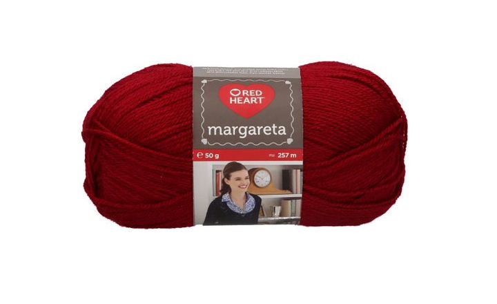 500 g 10 db Red Heart Margareta 100% akril fonal. Tű 2,5-3 mm. Bordó 00534.