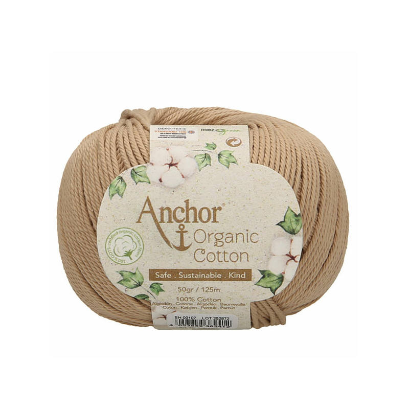 500 g 10 db ANCHOR Organic Cotton 100% pamut fonal. Tű 3-3,5 mm. 107 kavics