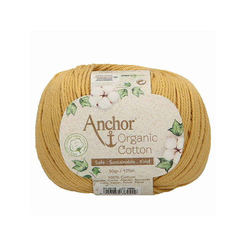 500 g 10 db ANCHOR Organic Cotton 100% pamut fonal. Tű 3-3,5 mm. 178 sárga