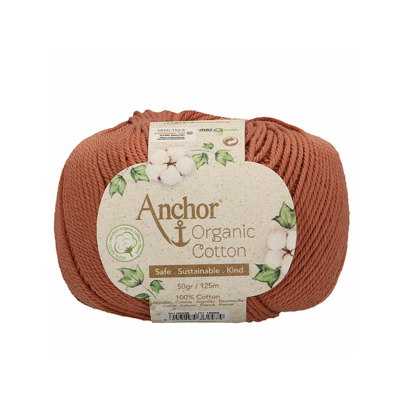 500 g 10 db ANCHOR Organic Cotton 100% pamut fonal. Tű 3-3,5 mm. 38 földbarna