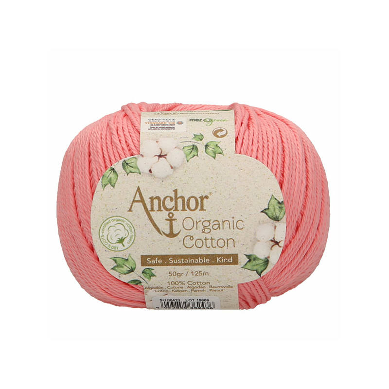 500 g 10 db ANCHOR Organic Cotton 100% pamut fonal. Tű 3-3,5 mm. 410 flamingó