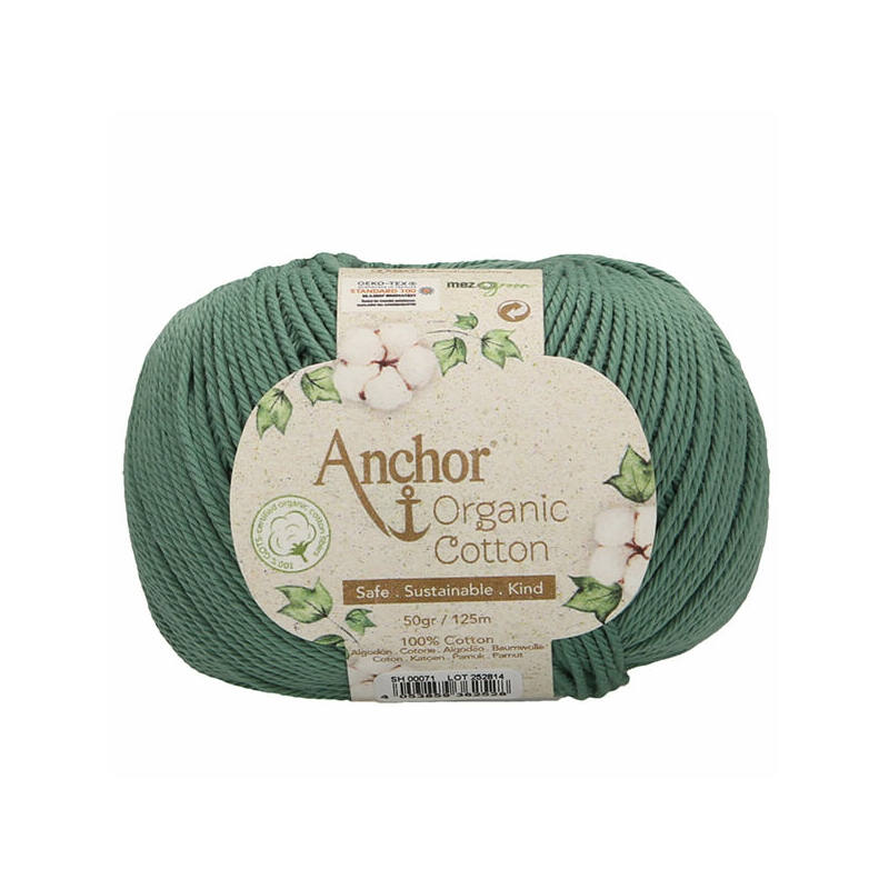 500 g 10 db ANCHOR Organic Cotton 100% pamut fonal. Tű 3-3,5 mm. 0071 smaragd tó