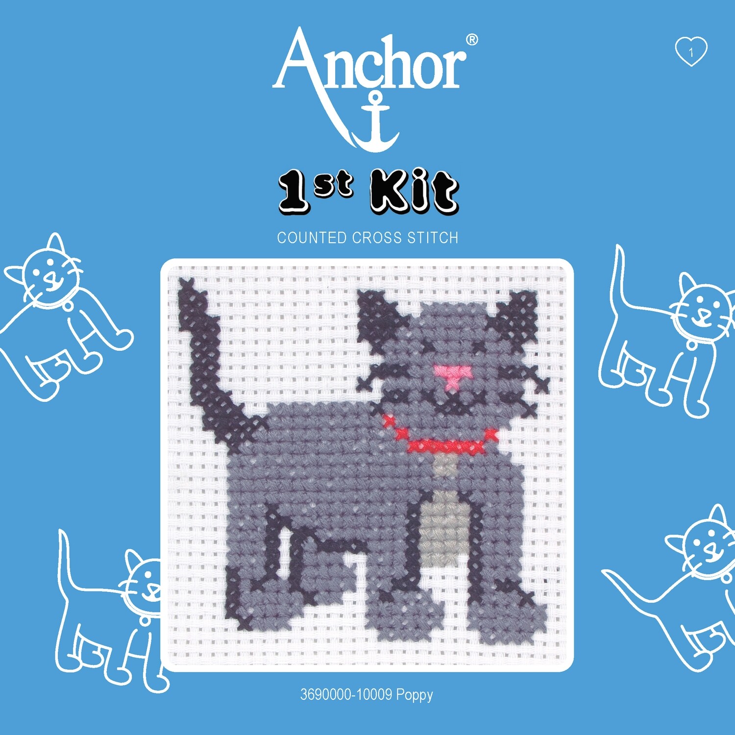 Anchor '1st Kit' gobelin hímzőkészlet gyerekeknek. Poppy macska 10009