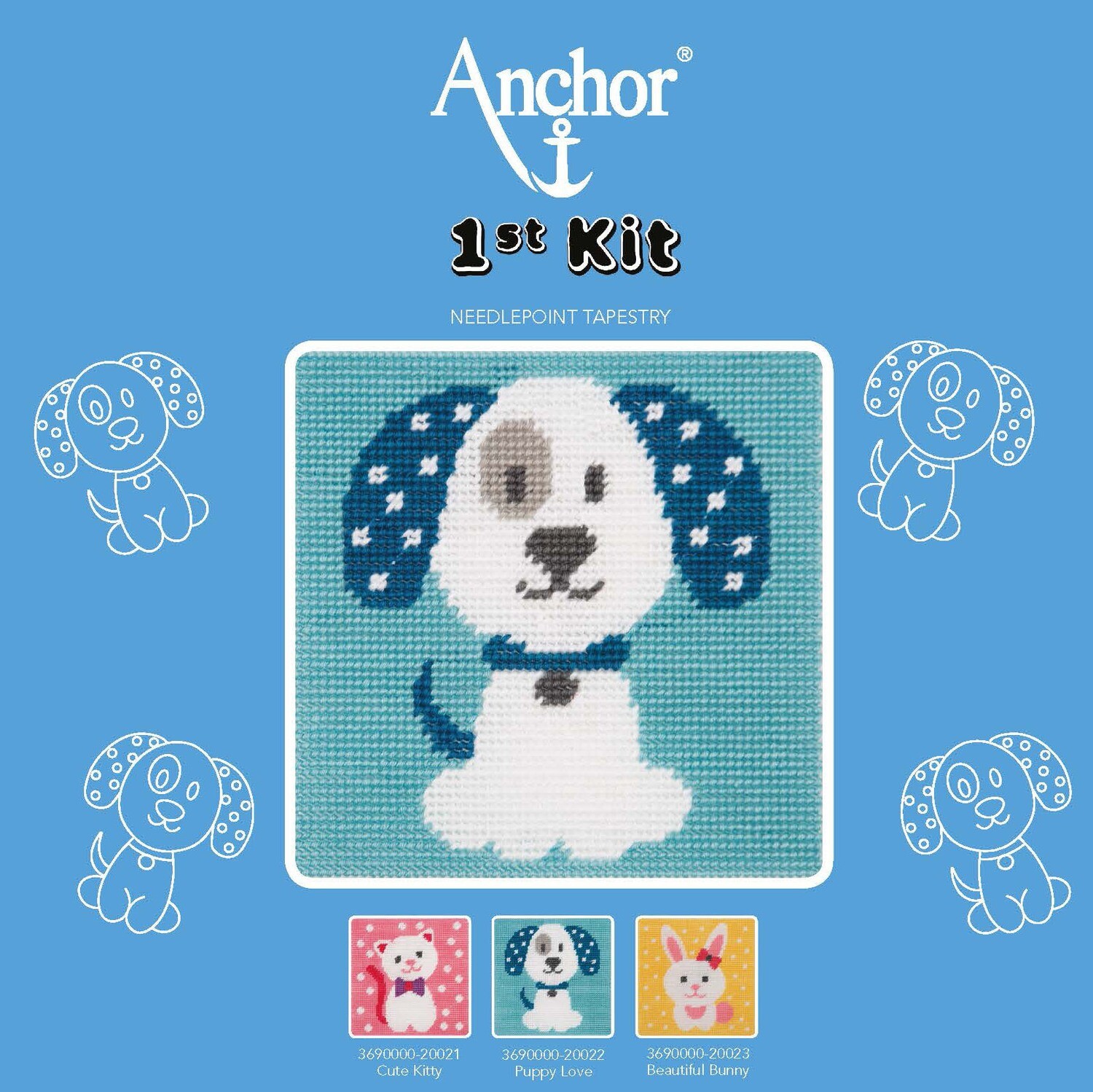 Anchor '1st Kit' gobelin hímzőkészlet gyerekeknek. Puppy Love kutya 20022
