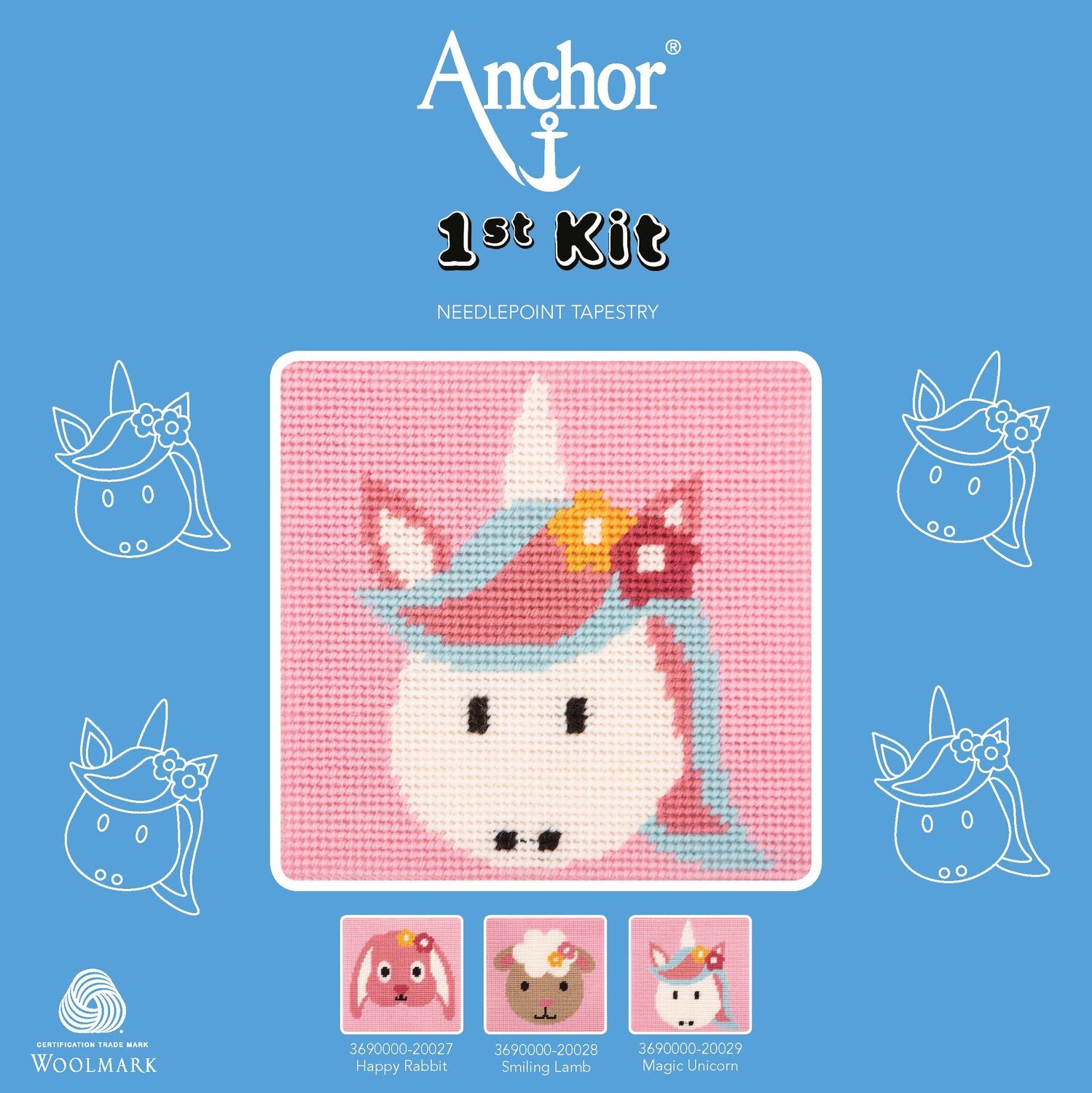 Anchor '1st Kit' gobelin hímzőkészlet gyerekeknek. Egyszarvú unicornis 20029