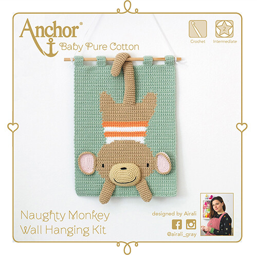 Anchor Party Monkey Wall Hanging Kit horgoló készlet.